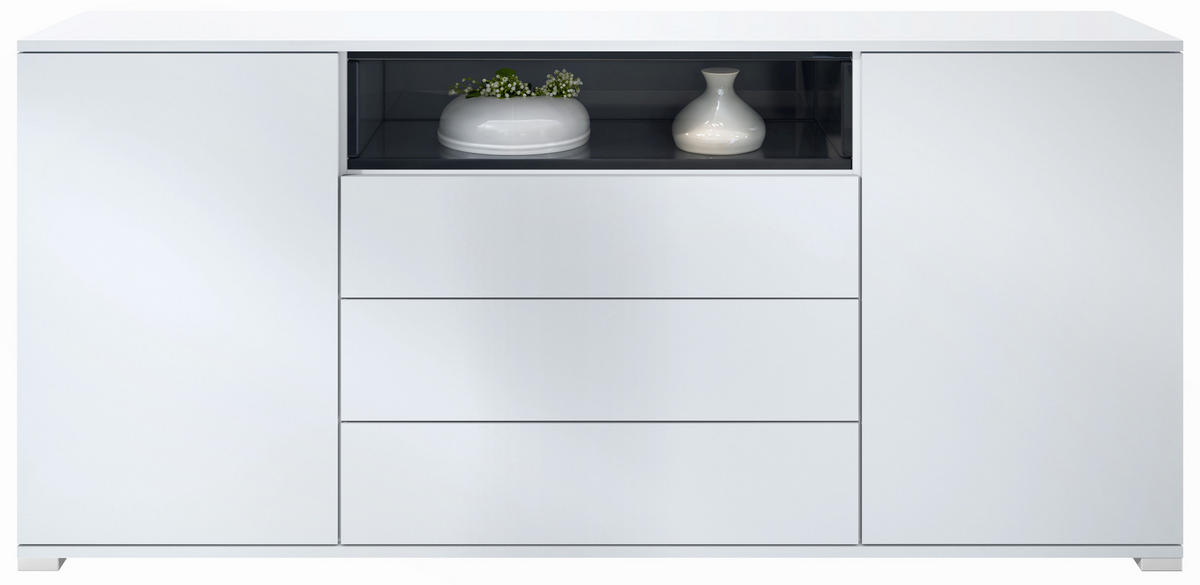 SIDEBOARD Skadu Schwarz Hochglanz - Schwarz Hochglanz, Holzwerkstoff (166.5/75.5/35cm) - Vladon