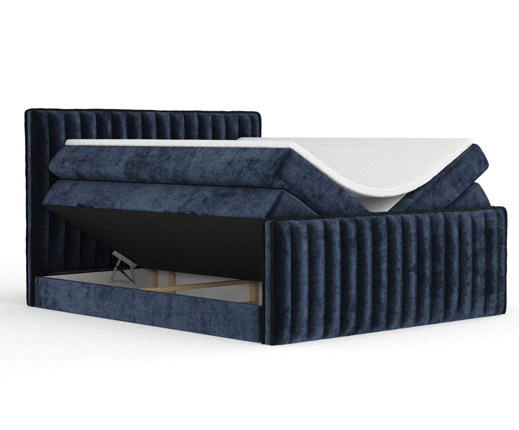 BOXSPRINGBETT Nocturne Marineblau 160/200 cm - Schwarz/Dunkelblau, Holz/Holzwerkstoff (160/200cm) - Maison de Reve