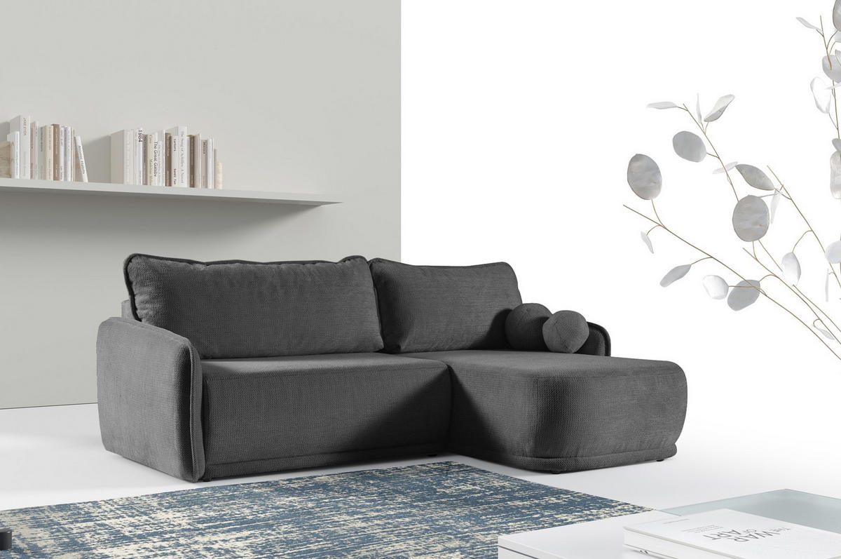 ECKSOFA Cloud Anthrazit, mit Schlaffunktion - Anthrazit, Textil (240/167cm) - Bettso