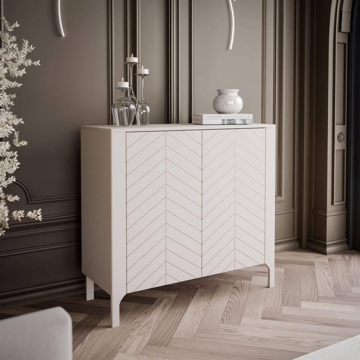 ZWEITÜRIGE Highboard LUMI 103 cm, Kaschmir - Kaschmir, Holzwerkstoff (103/95/41cm) - Lookway