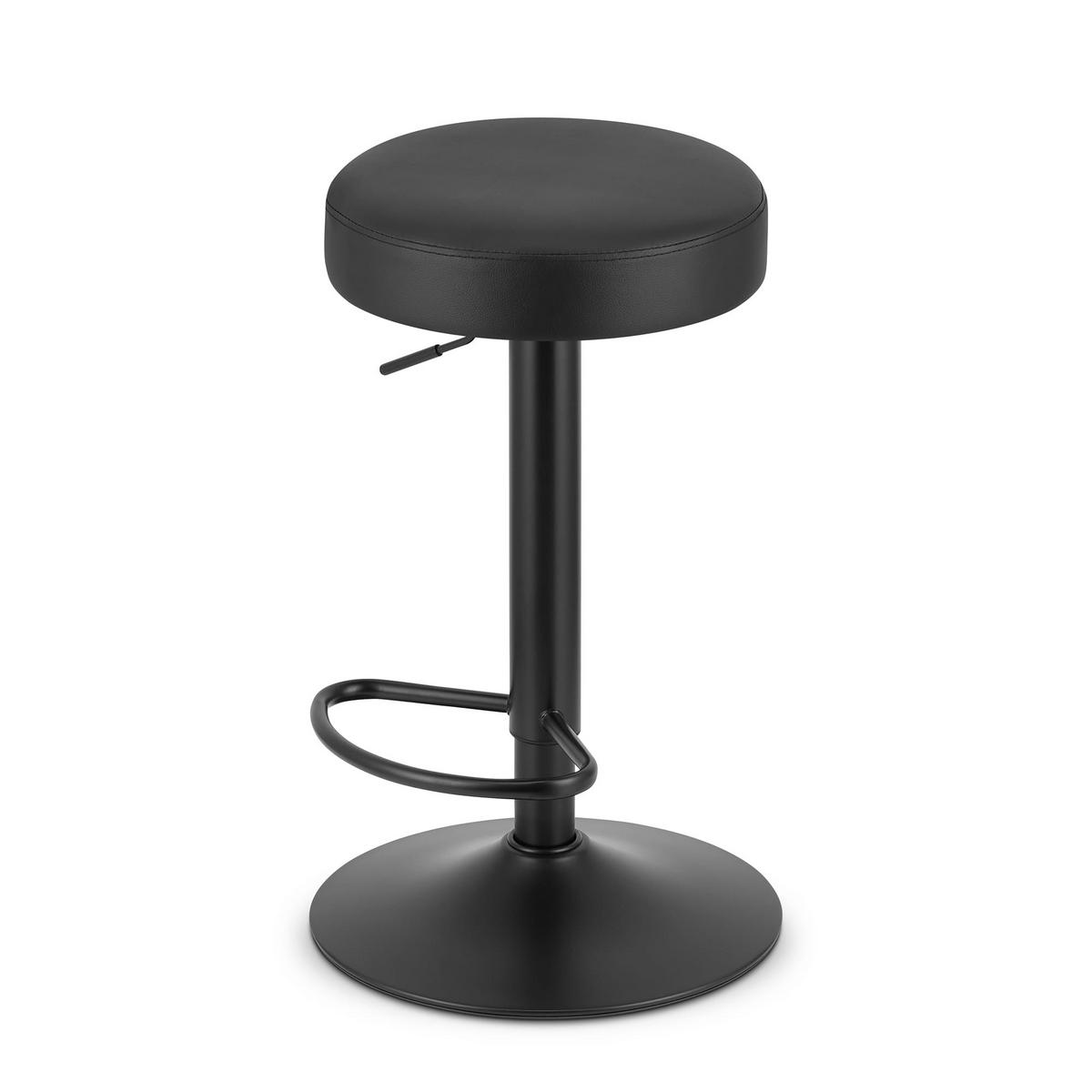 BARHOCKER ROJST ECO schwarzer Sitz, schwarze Basis - Schwarz, Leder (38/83/38cm) - Valora