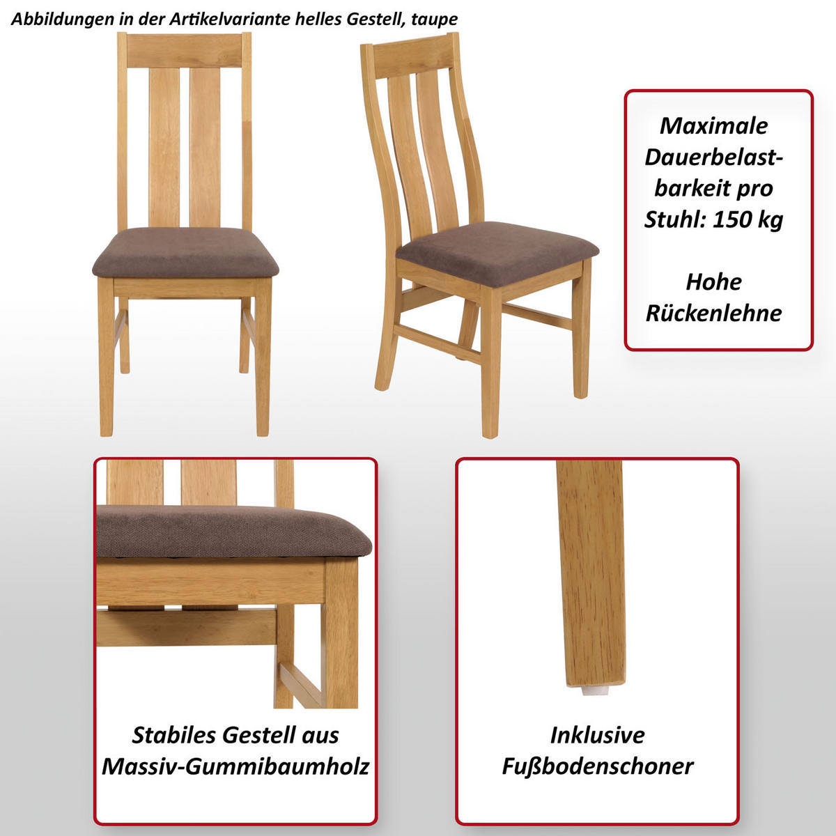 ESSZIMMERSTUHL Braun, Taupe 2er-Set - Taupe/Braun, Holz (46/100/45cm) - Jamb
