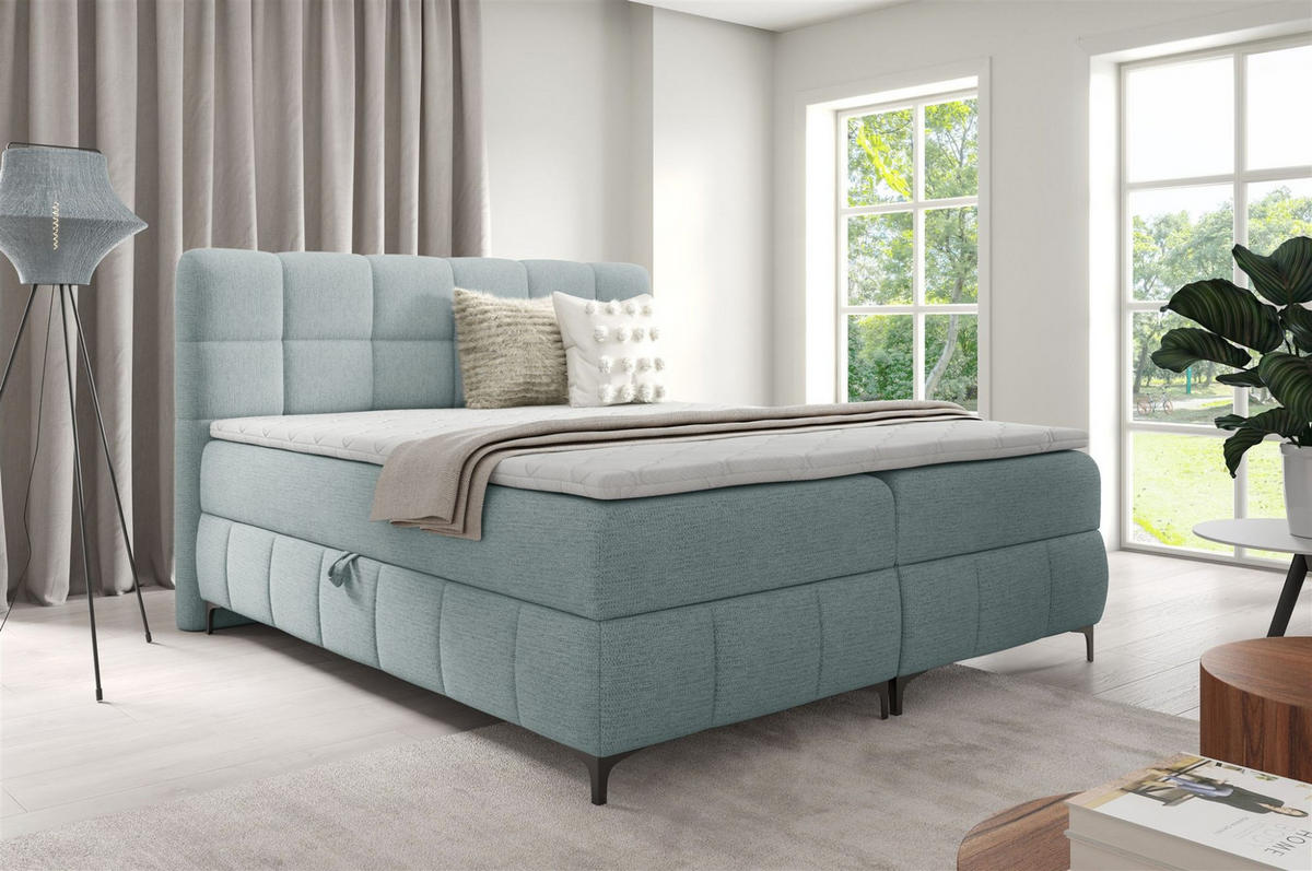 BOXBETT Sophie In Aragon - Hellblau, Holzwerkstoff/Textil (180/200cm) - Fun Möbel