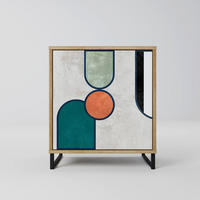 SIDEBOARD COOL STORY, Eichefarben, 57,5x42x67,5 cm, Schwarze Metall-Rahmenfüße - Eichefarben/Multicolor, Holzwerkstoff/Metall (57.5/67.5/42cm) - SpaceRebels