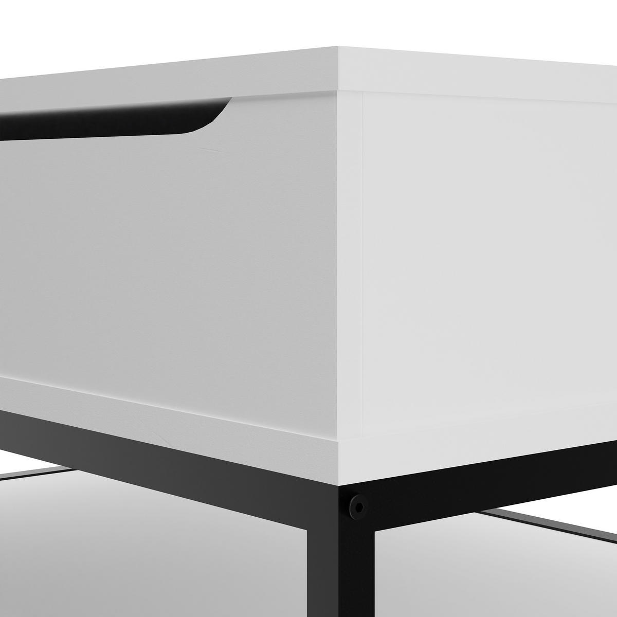 COUCHTISCH Schwarz aufklappbar höhenverstellbar 90x60 cm - Weiß, Holzwerkstoff/Metall (90/86.5/58cm) - Relaxdays