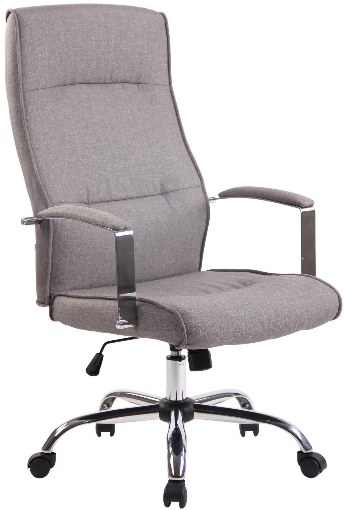 CHEFSESSEL Stoff grau - Chromfarben/Grau, Textil/Metall (63/114/72cm) - CLP