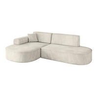 ECKSOFA Ottomane Links MARI-L1 - 243x171x79 cm Ecru Velours - Ecru/Schwarz, Holzwerkstoff/Kunststoff (243/171cm) - ALTDECOR