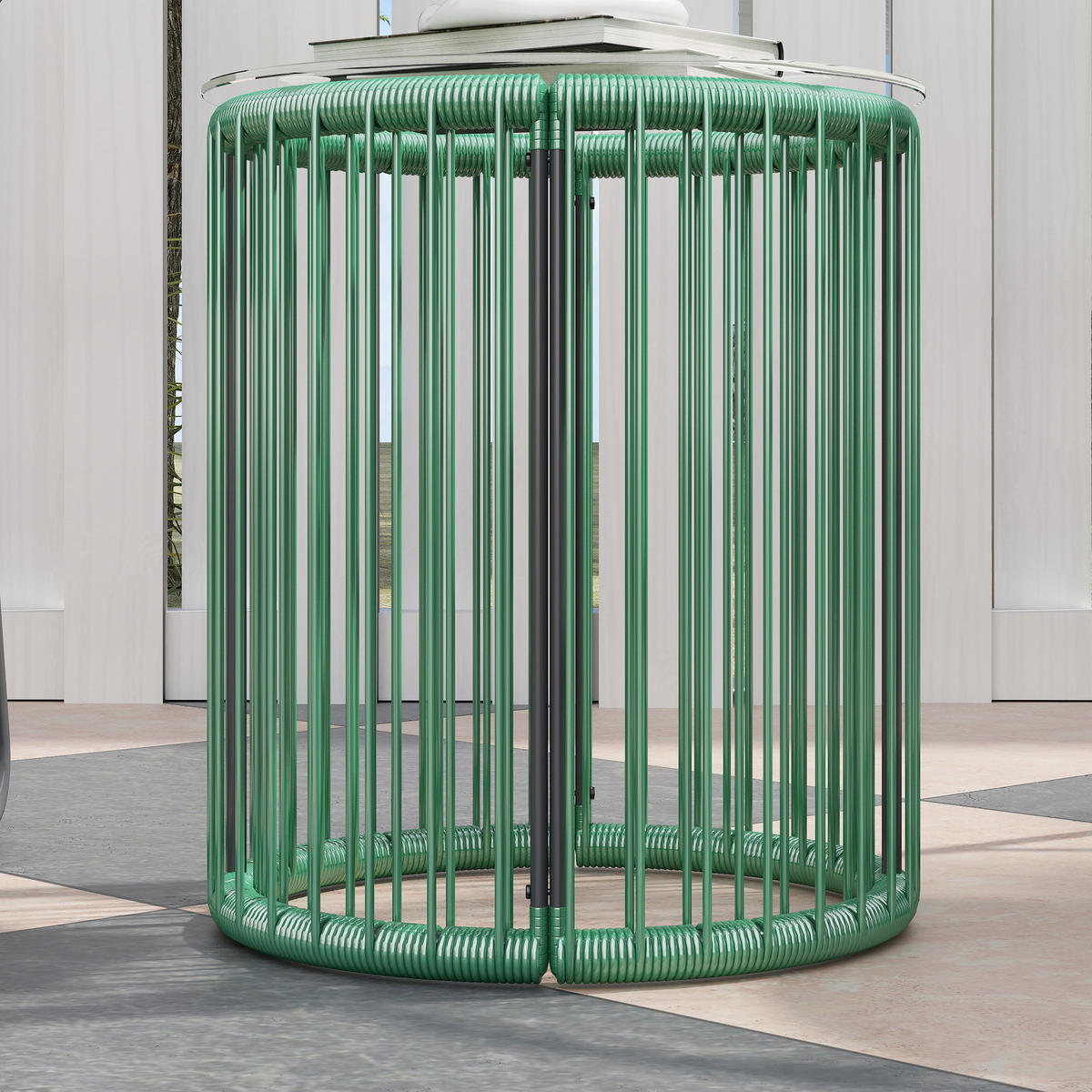 POLYRATTAN GARTENMÖBEL SET 3-tlg. Grün für 2 Personen mit 2 Stühlen & Beistelltisch - Grün, Metall - ComfortXL