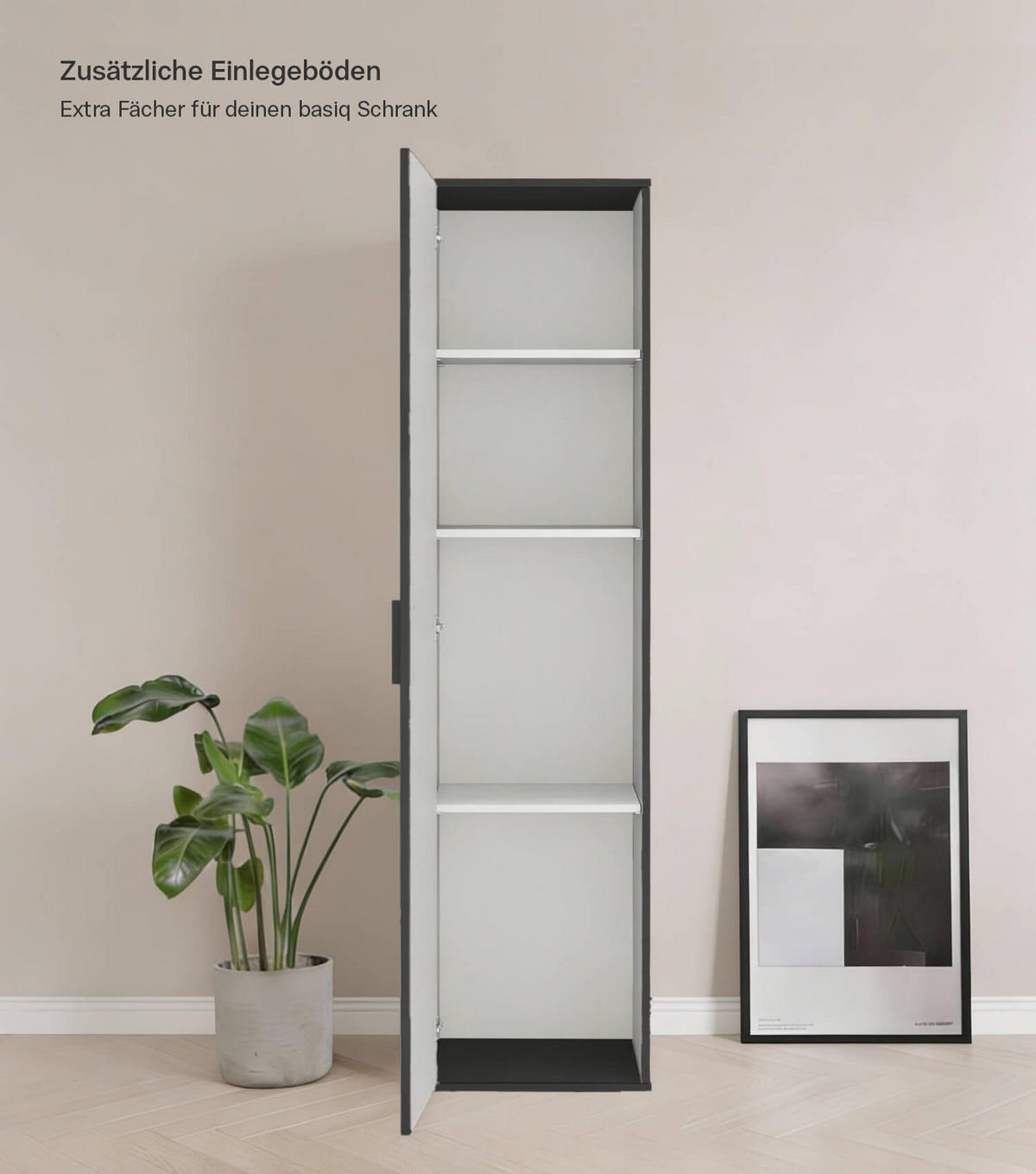 MEHRZWECKSCHRANK Der Kompakte - Anthrazit/Schwarz, Holzwerkstoff (42/180/34cm) - Mokebo