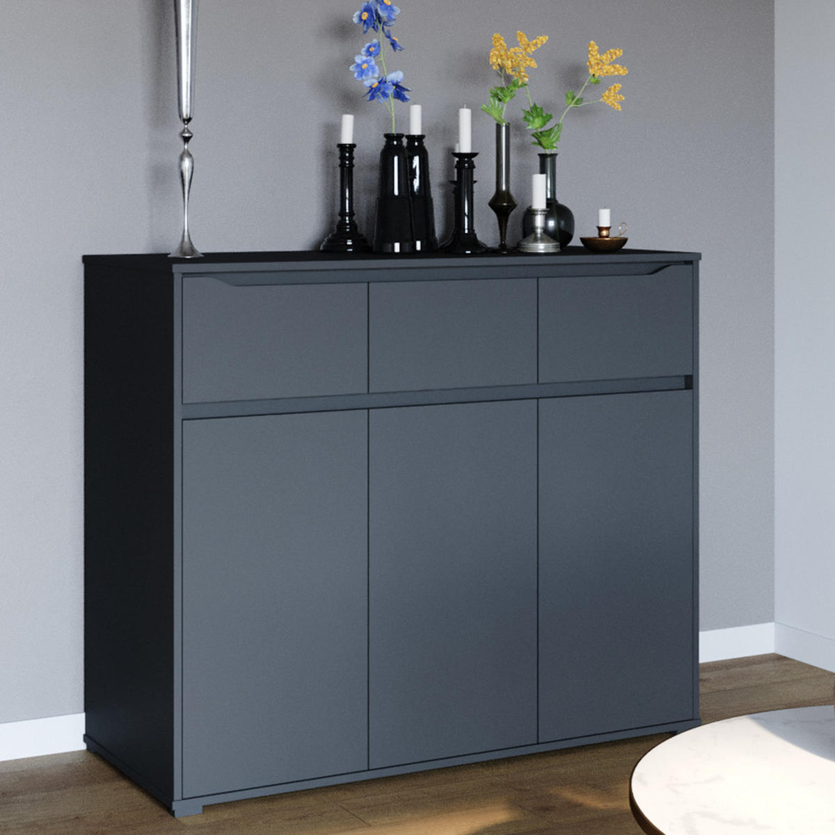 KOMMODE Ruben Anthrazit 120 x 101.6 cm - Anthrazit, Holzwerkstoff (48/101.6/120cm) - Vicco