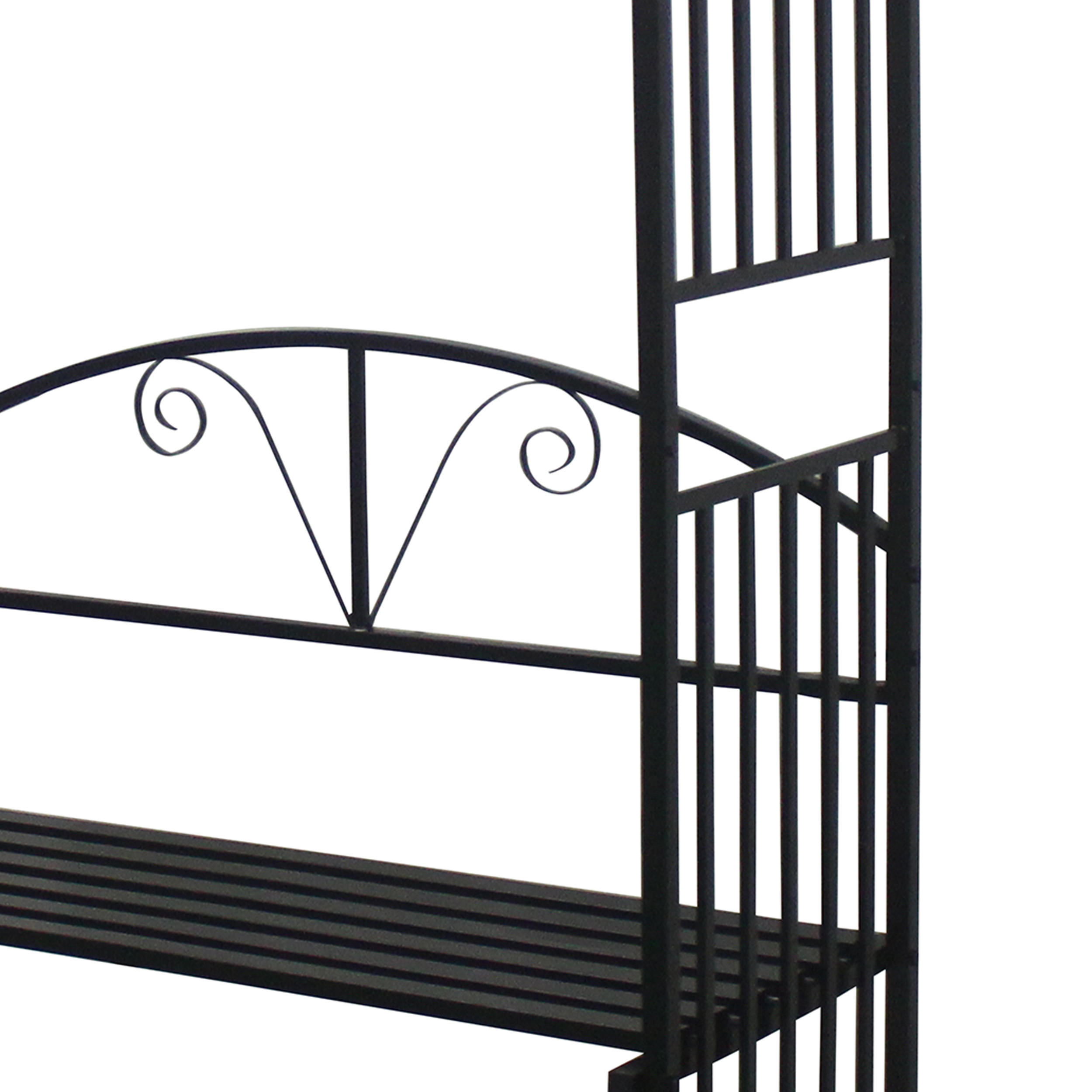 ROSENBOGEN Burton - Rankhilfe mit geschwungenem Oberteil und integrierter Sitzbank für 2 Personen. BxTxH: 150x50x230 cm - Schwarz, Metall (150/230/50cm) - TPFGarden