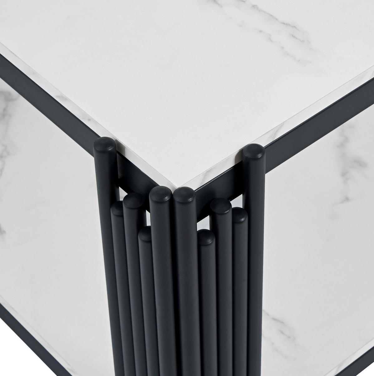 COUCHTISCH mit Ablage 114/64 cm in Weiß/Schwarz mit Marmor-Dekor - Schwarz, Holzwerkstoff (114/64/46cm) - BEAOK