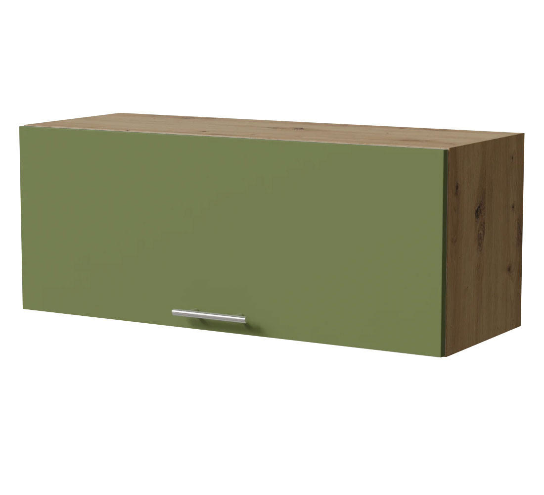 KLAPPHÄNGESCHRANK Brerra W4B/90 Eiche Artisan / RAL 6025 farngrün Matt 90 / 32,5 / 36cm mit Gasdruckdämpfer - Eiche Artisan/Grün, Holz/Holzwerkstoff (90/36/32.5cm) - Feldmann-Wohnen