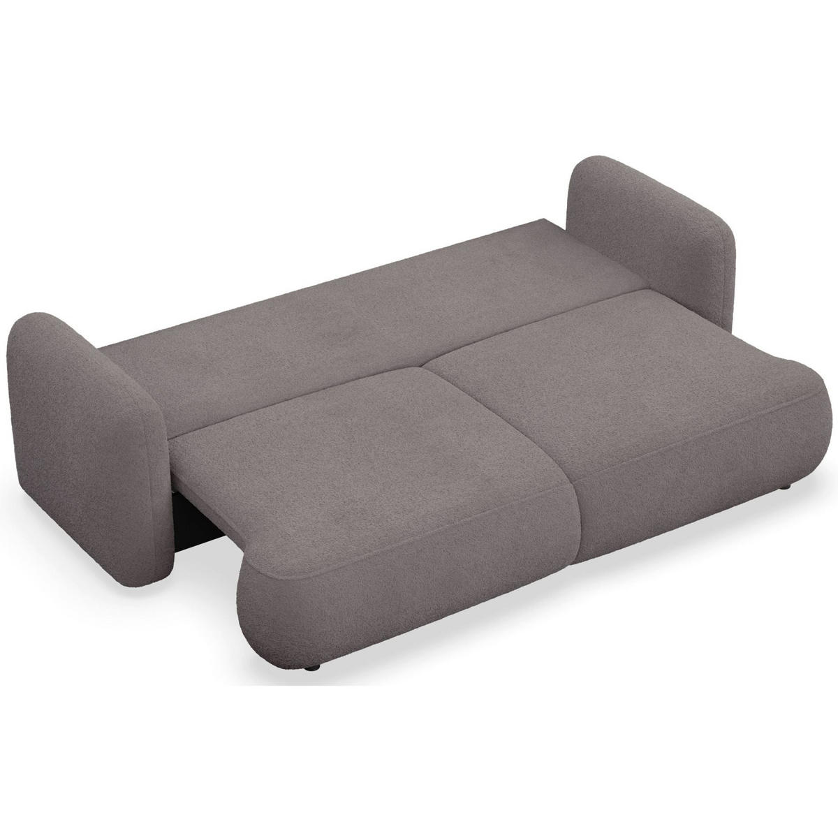 3-SITZER SCHLAFSOFA Tvoya Taupe Bouclé - Graubraun/Schwarz, Kunststoff/Textil (253/82/110cm) - Selsey