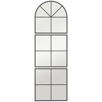 WANDSPIEGEL dreiteilig, bogenförmiger Spiegel mit Metallrahmen Hängespiegel - Schwarz, Glas (2/180/60cm) - HOMCOM