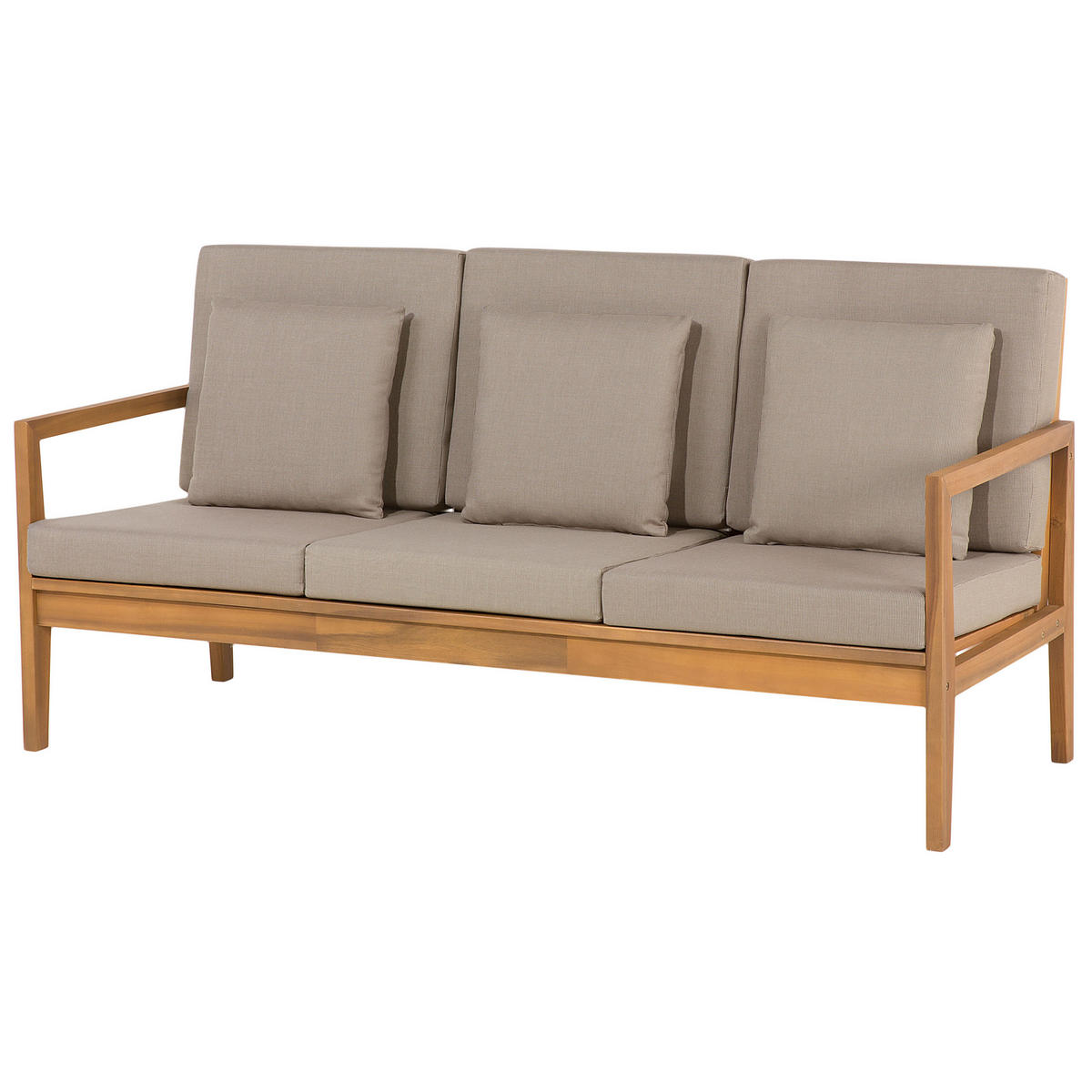 GARTEN-LOUNGE-SET 7-Sitzer zertifiziertes Holz hellgrau Auflagen grau Pataja - Hellgrau, Holz - Beliani