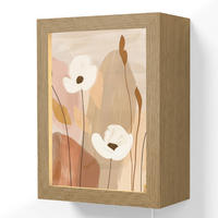 WANDLEUCHTE Blumen - Abstrakt - Beige - Strichzeichnung 15x20 cm - Sandfarben, Holzwerkstoff (15/20/8cm) - OnlyWow