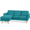 3-SITZER-ECKSOFA-LINKS TAGIO mit Ottomane , blau - Türkis/Braun, Buchenholz/Textil (190/151cm) - KONSIMO®