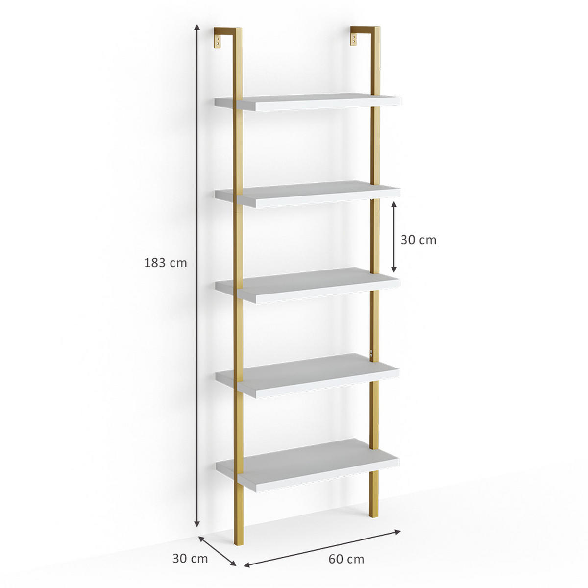 BÜCHERREGAL Ava Weiß 60 x 183 cm - Weiß, Holzwerkstoff (60/183/30cm) - Vicco