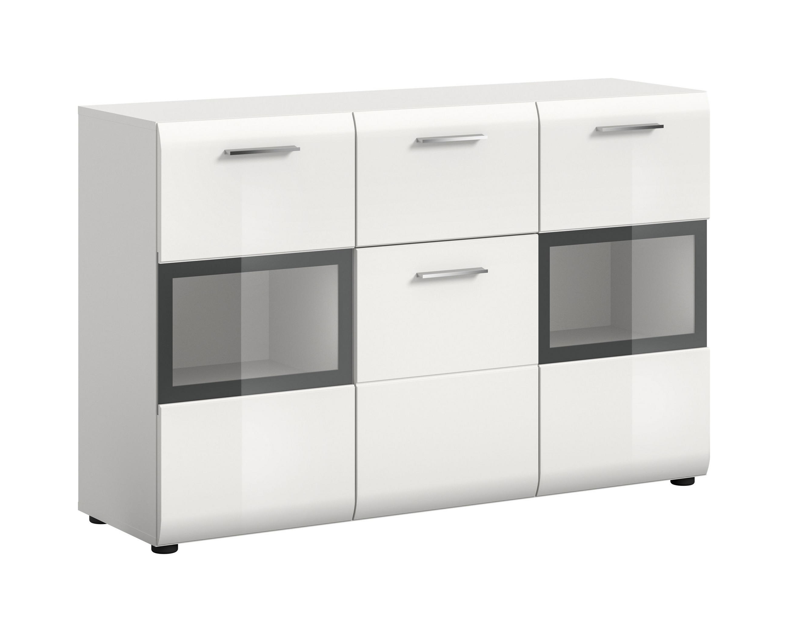 SIDEBOARD ICE (B/H/T: ca. 125/81/37 cm) in Weiß/weiß hochglanz - Weiß, Holzwerkstoff (125/81/37cm)