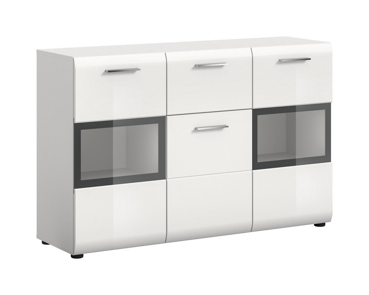 SIDEBOARD ICE (B/H/T: ca. 125/81/37 cm) in Weiß/weiß hochglanz - Weiß, Holzwerkstoff (125/81/37cm)
