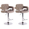 BARHOCKER Dubai, 2er Set, Gestell Metall in Chromoptik, Stoff Taupe - Taupe/Chromfarben, Textil/Metall (52/100/55cm) - TPFLiving