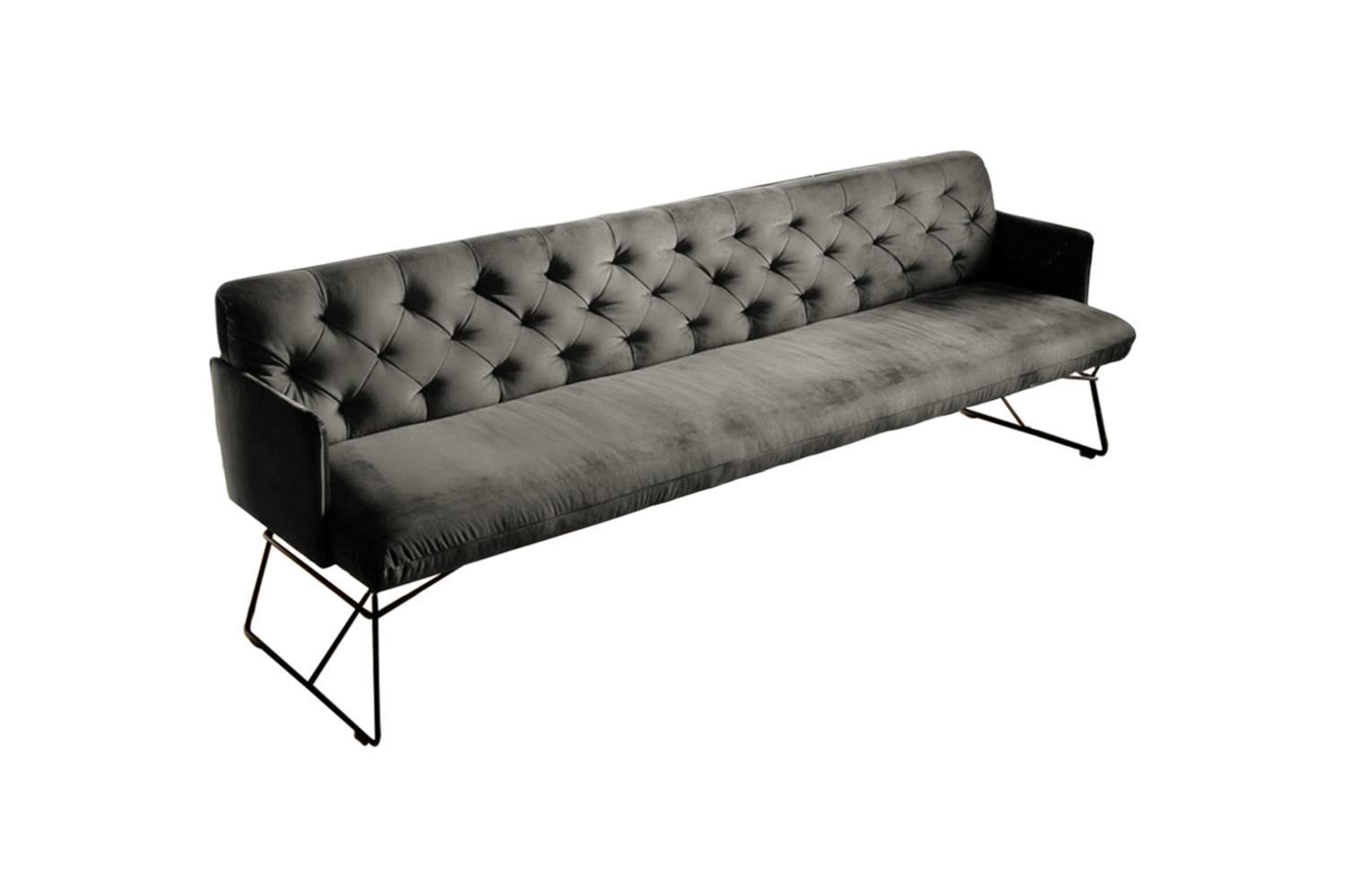 ESSZIMMERBANK CHARME Grau Velvet - Grau, Textil (186/85/68cm) - KAWOLA