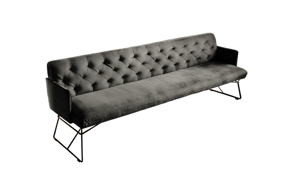 ESSZIMMERBANK CHARME Grau Velvet - Grau, Textil (186/85/68cm) - KAWOLA