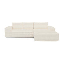 ECKSOFA RECHTS Gerippter Samt Creme 302cm - Creme, Textil (302/165cm) - Sia Home