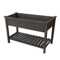 HOCHBEET Blumenbeet 85cm x 45cm x 81cm Pflanzkasten aus Holz mit Schutzvlies und Ablageboden - Grau, Naturmaterialien (85/81/45cm) - Bestlivings