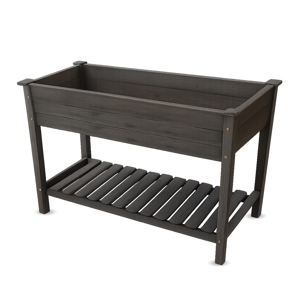 HOCHBEET Blumenbeet 85cm x 45cm x 81cm Pflanzkasten aus Holz mit Schutzvlies und Ablageboden - Grau, Naturmaterialien (85/81/45cm) - Bestlivings