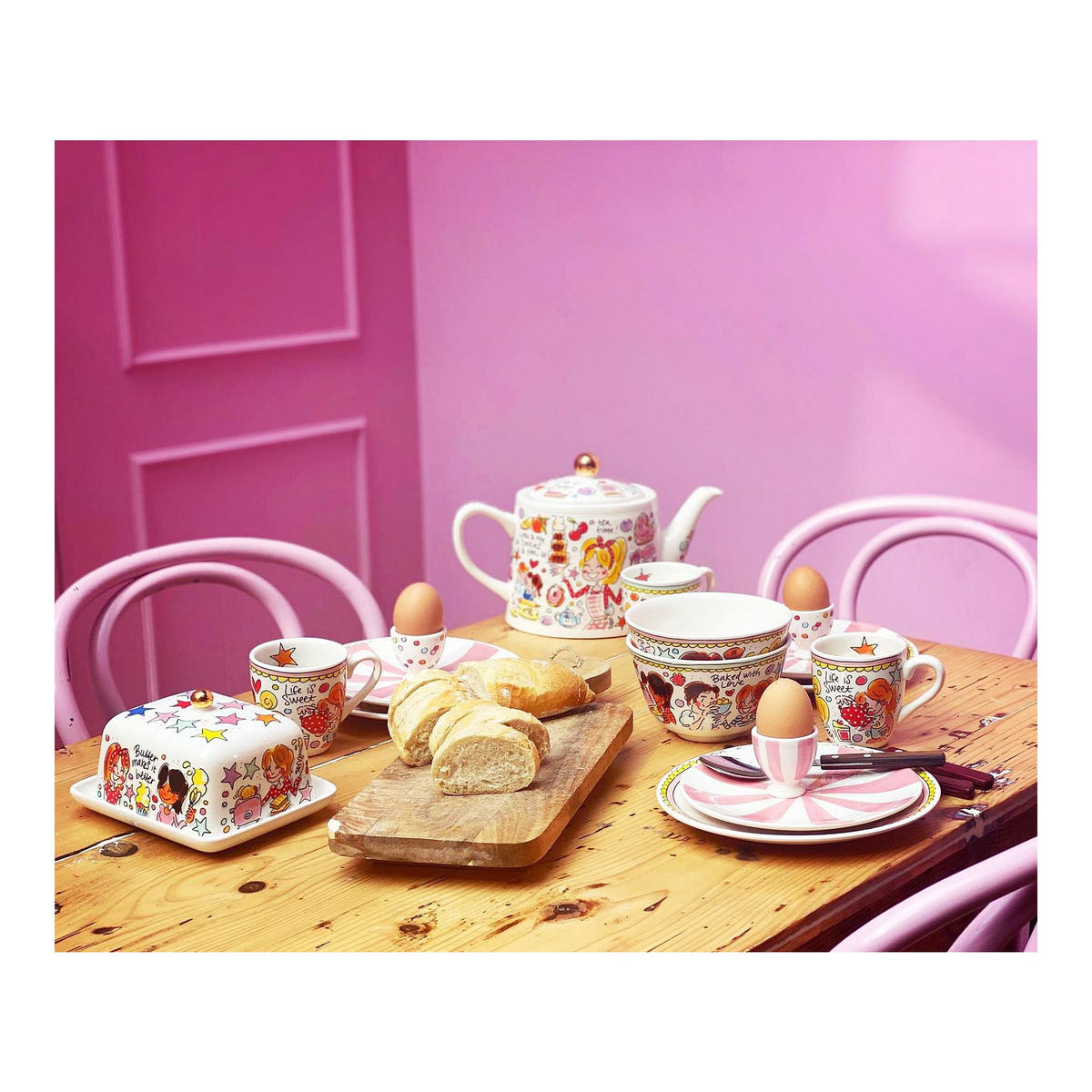 SCHALE Mint Rand in Bunt - 14cm - Multicolor, Keramik (14.3/9/14.3cm) - Blond Amsterdam