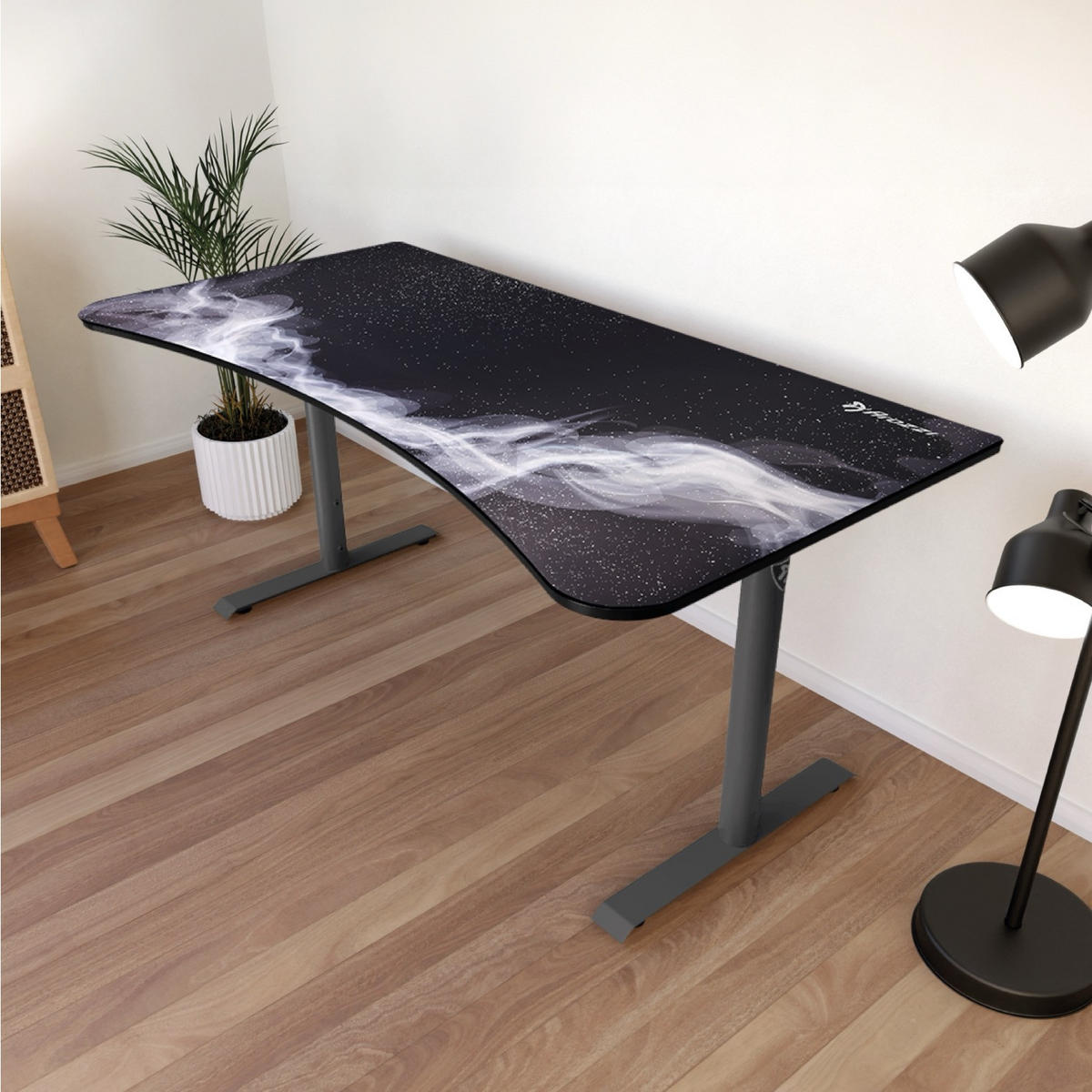 GAMINGTISCH Arena 160/82/71-81 cm Gunmetal - Galaxy - Dunkelgrau, Metall (82/160/71cm) - Arozzi