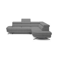 ECKSOFA OTIS L-förm, Schlaffunktion, verstellbare Kopfstützen, in AURORA-Stoff, lose Rückenkissen, freistehend, RECHTS 276x218x97 cm Grey - Grau, Holz/Textil (276/218cm) - DomoHome