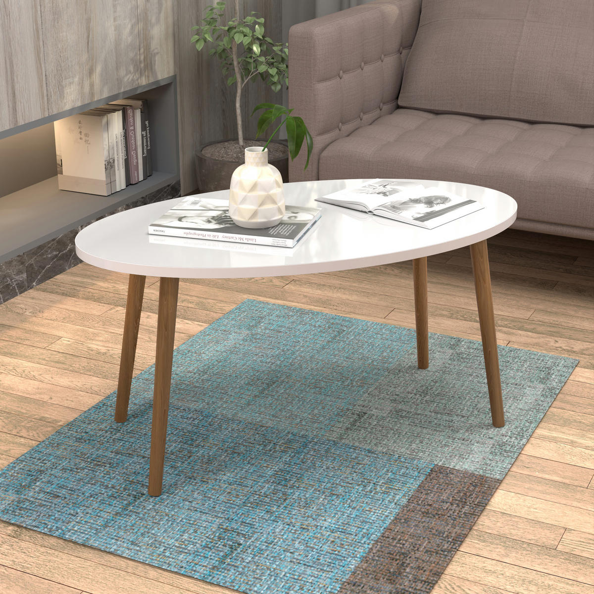 KONFERENČNÍ STOLEK Sindal 90/50/41 cm - bílá, dřevo (50/90/41cm) - [en.casa]