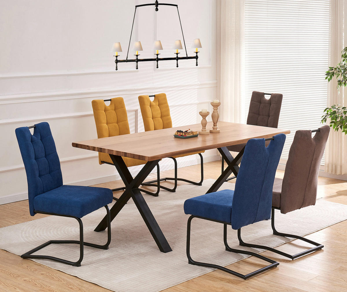 SCHWINGSTUHL SOFIA Blau 2 Stück - Blau, Textil/Metall (48/97/60cm) - B&D Home