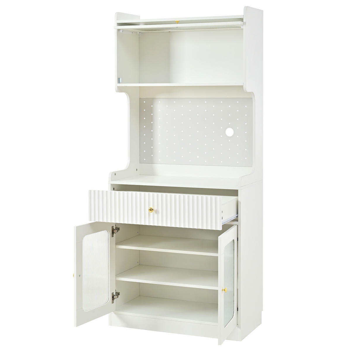 HIGHBOARD mit LED-Beleuchtung 80 x 40 x 180 cm Weiß - Weiß, Holzwerkstoff (40/180/80cm) - Meubliv