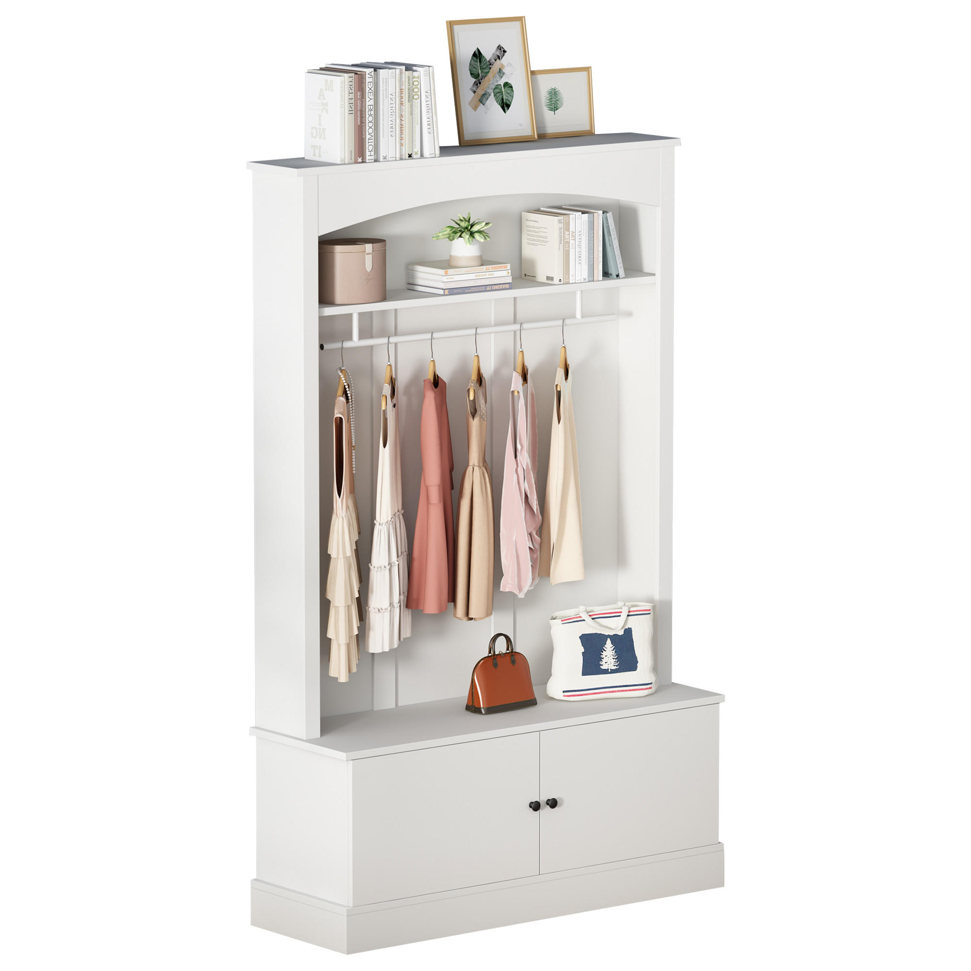 GARDEROB i vit med skobänk och garderob för entré, B120/D40/H190cm 190/120/40 cm