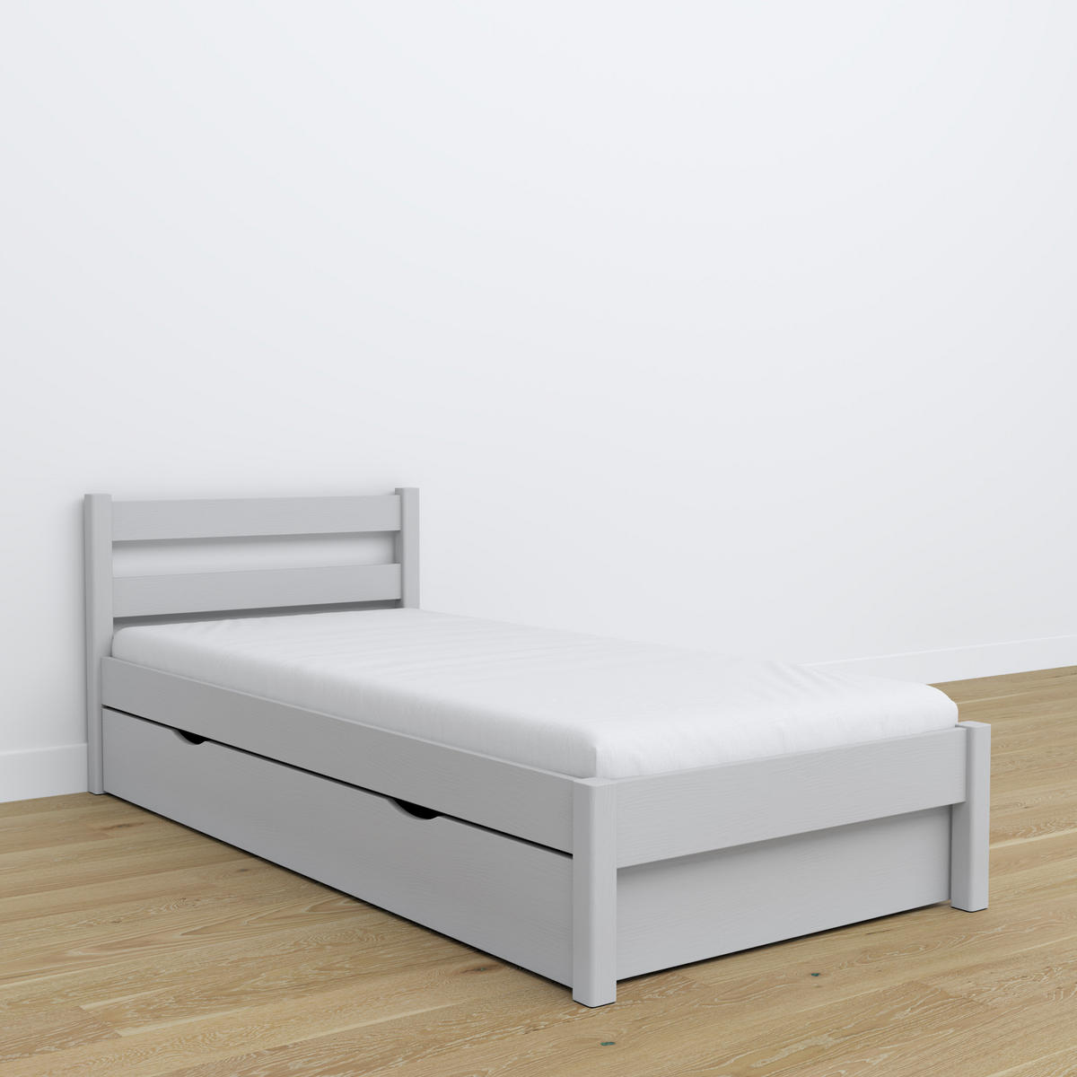 BETT mit Schublade N01 Grau 80/190 - Grau, Naturmaterialien/Holz (80/190cm) - N-Wood