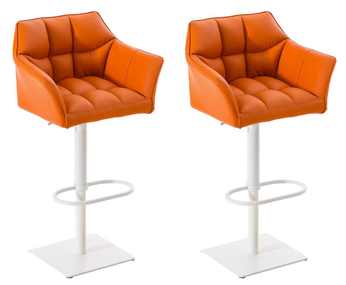 BARHOCKER 2er Set Lederlook Orange - Weiß/Orange, Textil/Metall (64/88/45cm) - CLP