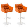 BARHOCKER 2er Set Lederlook Orange - Weiß/Orange, Textil/Metall (64/88/45cm) - CLP