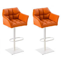 BARHOCKER 2er Set Lederlook Orange - Weiß/Orange, Textil/Metall (64/88/45cm) - CLP