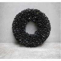 TROCKENBLUMEN Bakulikranz dick schwarz - Schwarz, Naturmaterialien (5cm)