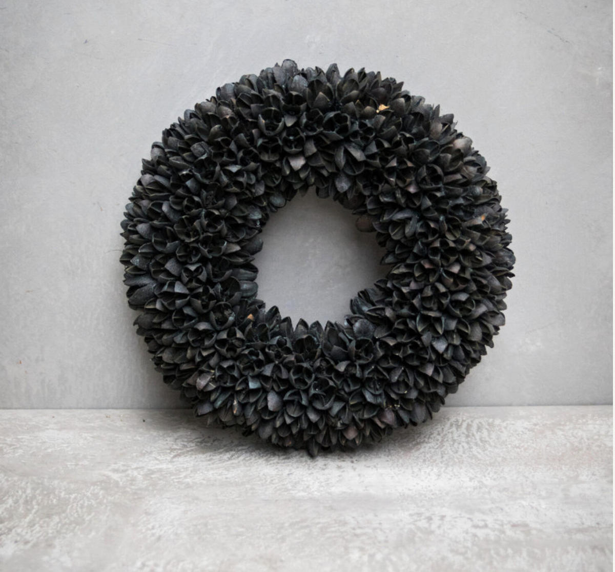 TROCKENBLUMEN Bakulikranz dick schwarz - Schwarz, Naturmaterialien (5cm)