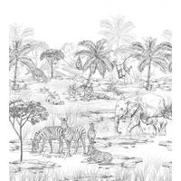 FOTOTAPETE Dschungeltiere 250 x 279 cm - Schwarz, Papier (250/279cm) - ESTAhome