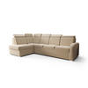 ECKSOFA KONGO RBN11, Eckcouch in L-Form mit Schlaffunktion, Farbe: Beige, Velourstoff, Ottomane Links - Beige, Textil (304/180cm) - O-Sofa