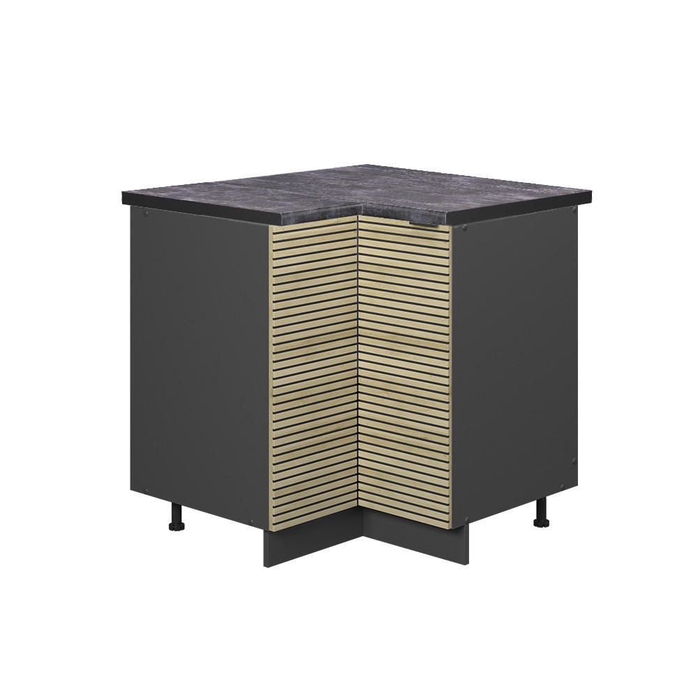 ECKUNTERSCHRANK Fame-Line Eiche Paneel 80.5 cm , AP Anthrazit - Eichefarben/Anthrazit, Holzwerkstoff (80.5/82/60cm) - Vicco