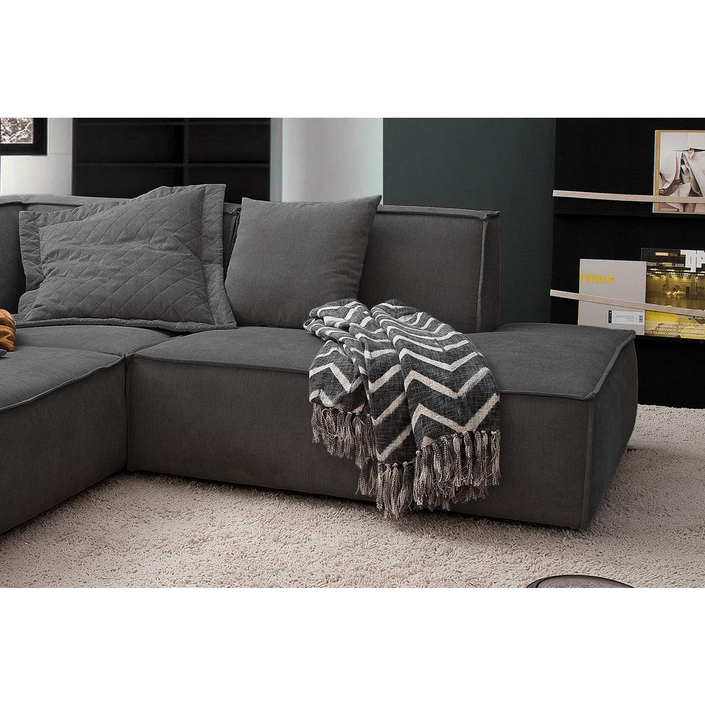 Thumbnail - Kawola Ecksofa, Anthrazit, Textil, Echtholz, 3-Sitzer, Füllung: Kaltschaum, Ottomane links, L-Form, 226x224 cm, Wohnzimm...