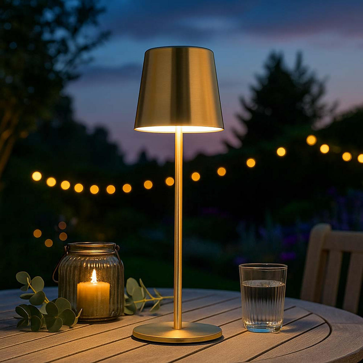 LED TISCHLEUCHTE Messing Metall - Goldfarben, Metall (9.7/9.7/32cm) - Globo Lighting