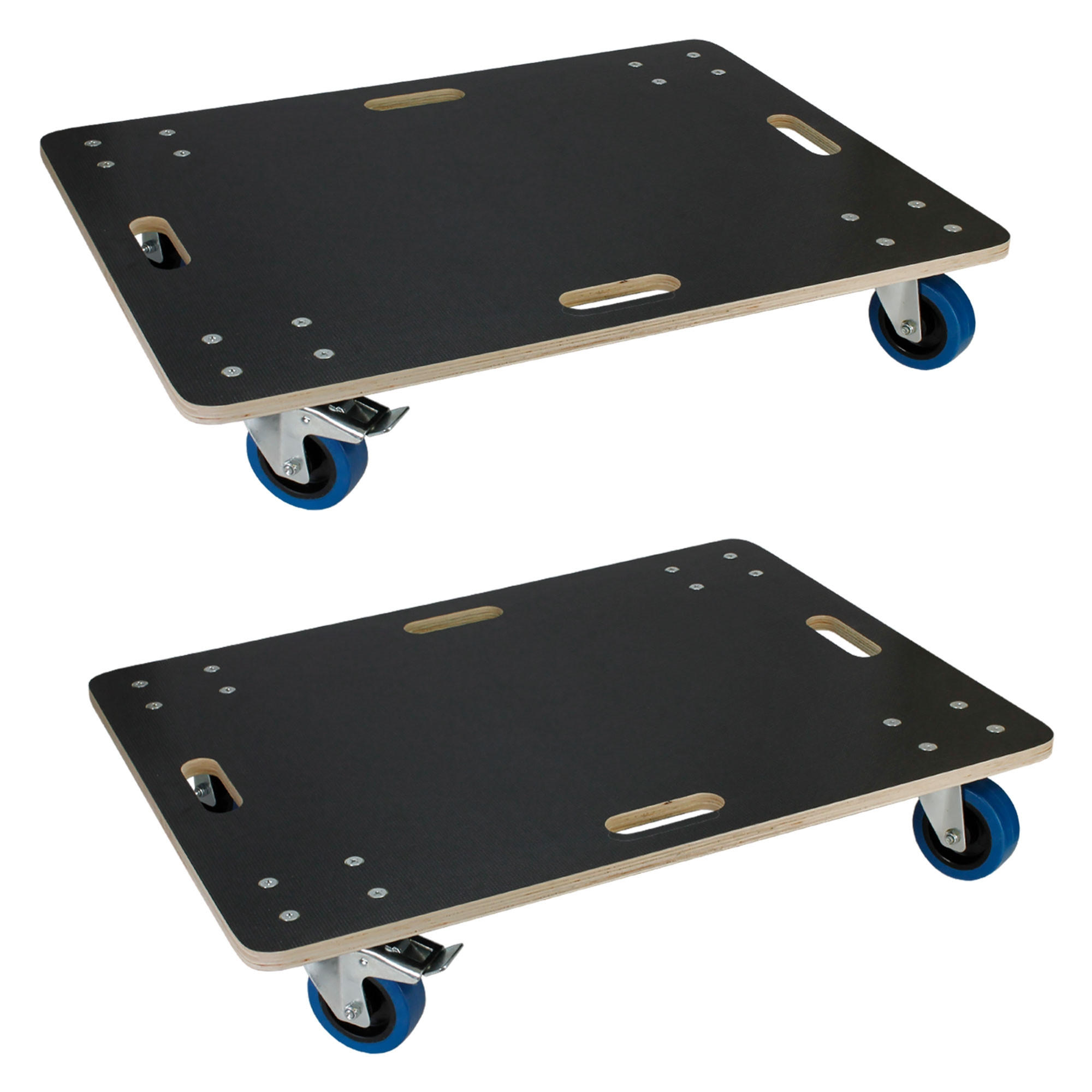 TRANSPORTROLLER 2er Set mit 4 Rollen 2 mit Bremsen 60x80 cm Traglast 800kg Siebdruck Holzplatte Black - Dunkelgrau, Holzwerkstoff (60/80/14.5cm) - ECD-Germany